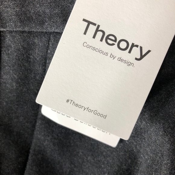 Theory Pleat Treeca Pant Sleek Flannel 2 Wool Charcoal New Melange NWT  12 - Picture 11 of 13